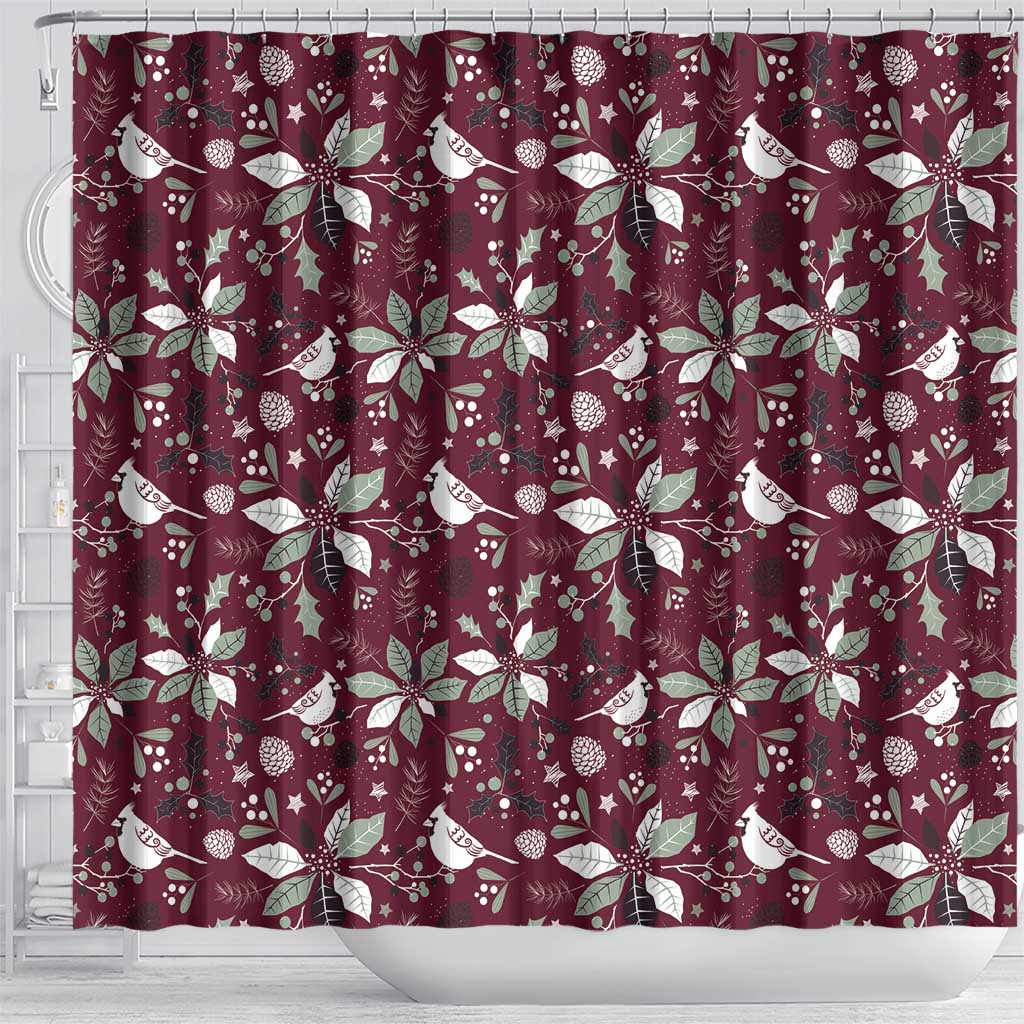 Cardical Christmas Wine Red Shower Curtain Xmas Pattern