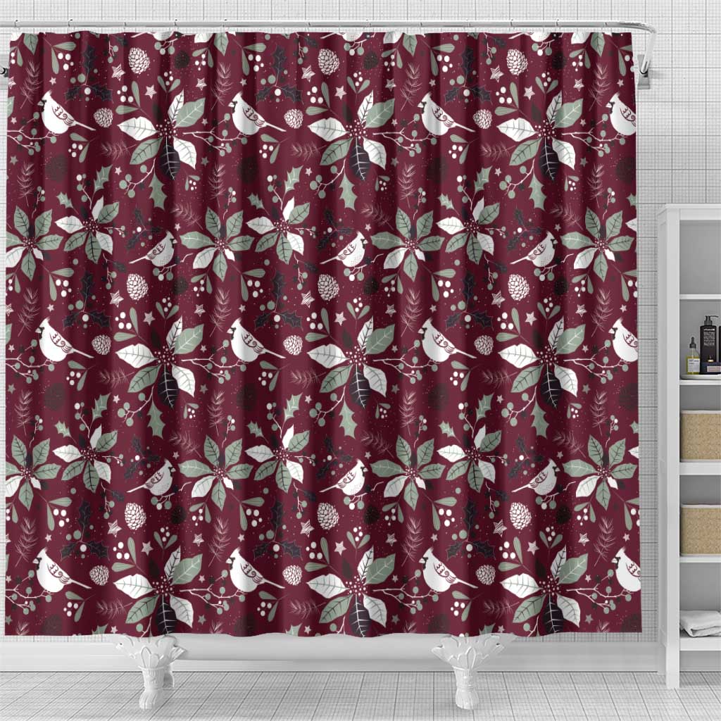 Cardical Christmas Wine Red Shower Curtain Xmas Pattern