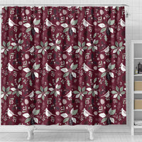 Cardical Christmas Wine Red Shower Curtain Xmas Pattern