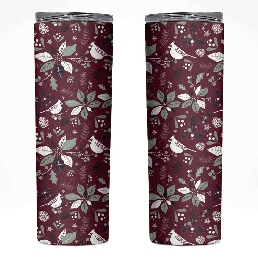Cardinal Christmas Wine Red Skinny Tumbler Xmas Pattern - Wonder Print Shop