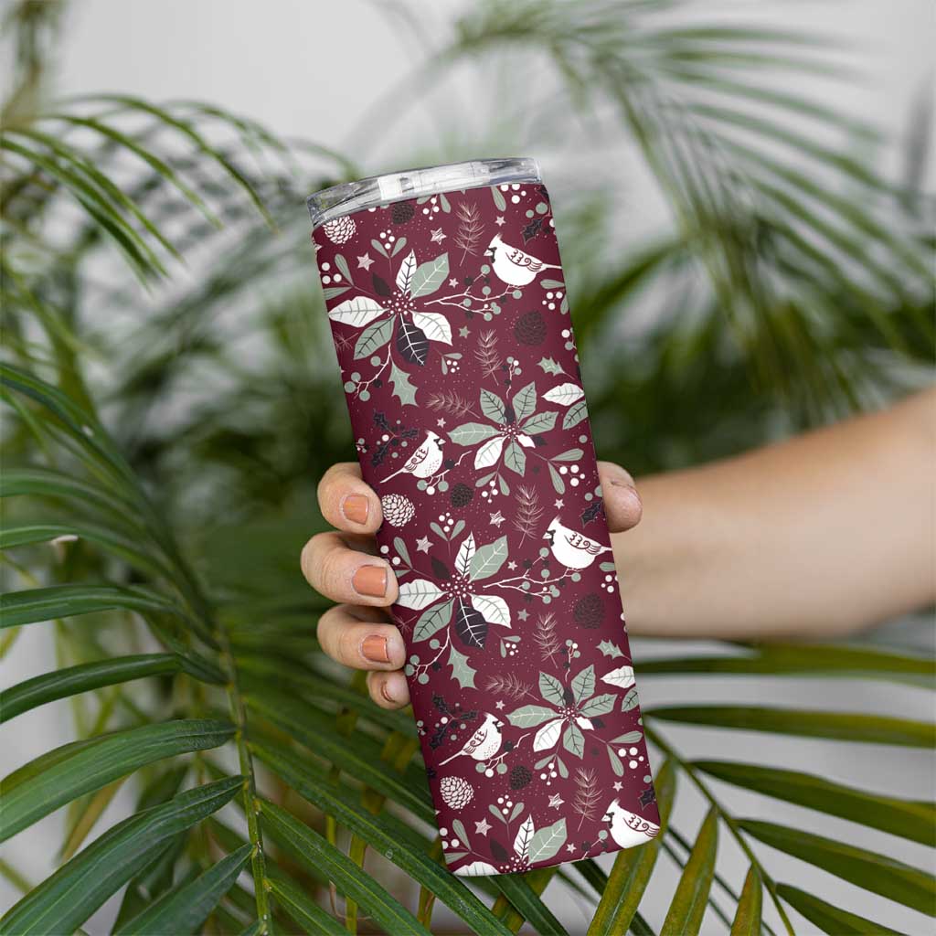 Cardinal Christmas Wine Red Skinny Tumbler Xmas Pattern - Wonder Print Shop