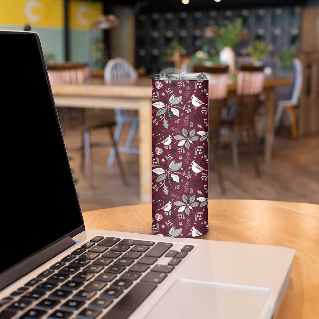Cardinal Christmas Wine Red Skinny Tumbler Xmas Pattern - Wonder Print Shop