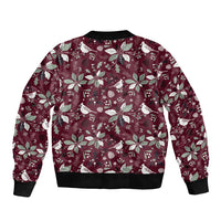 Cardinal Christmas Wine Red Sleeve Zip Bomber Jacket Xmas Pattern - Wonder Print Shop