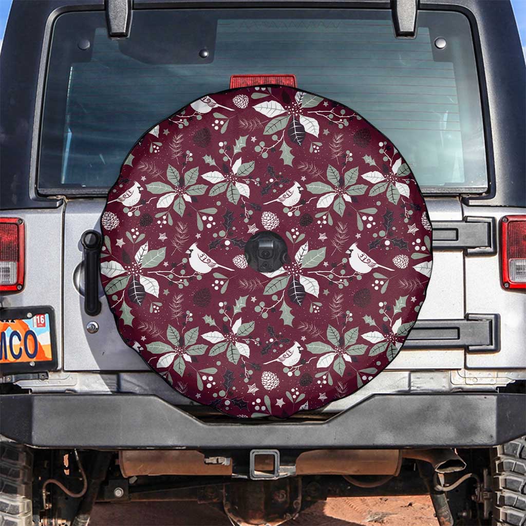 Cardinal Christmas Wine Red Spare Tire Cover Xmas Pattern - Wonder Print Shop