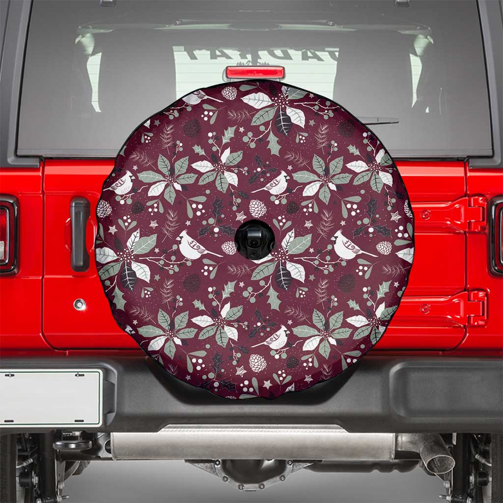 Cardinal Christmas Wine Red Spare Tire Cover Xmas Pattern - Wonder Print Shop