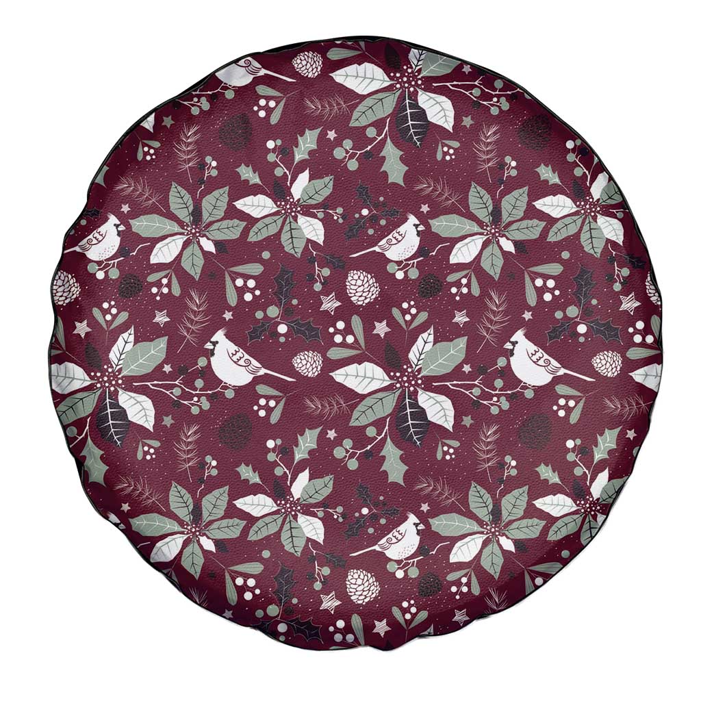Cardinal Christmas Wine Red Spare Tire Cover Xmas Pattern - Wonder Print Shop