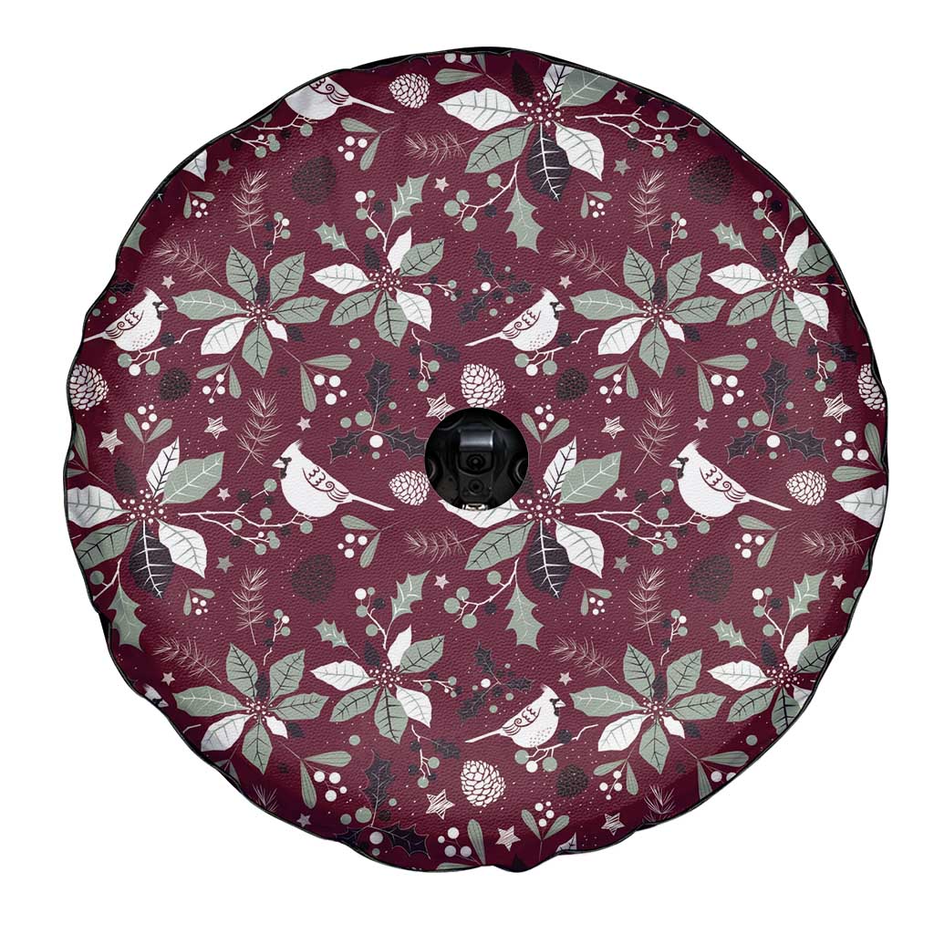 Cardinal Christmas Wine Red Spare Tire Cover Xmas Pattern - Wonder Print Shop
