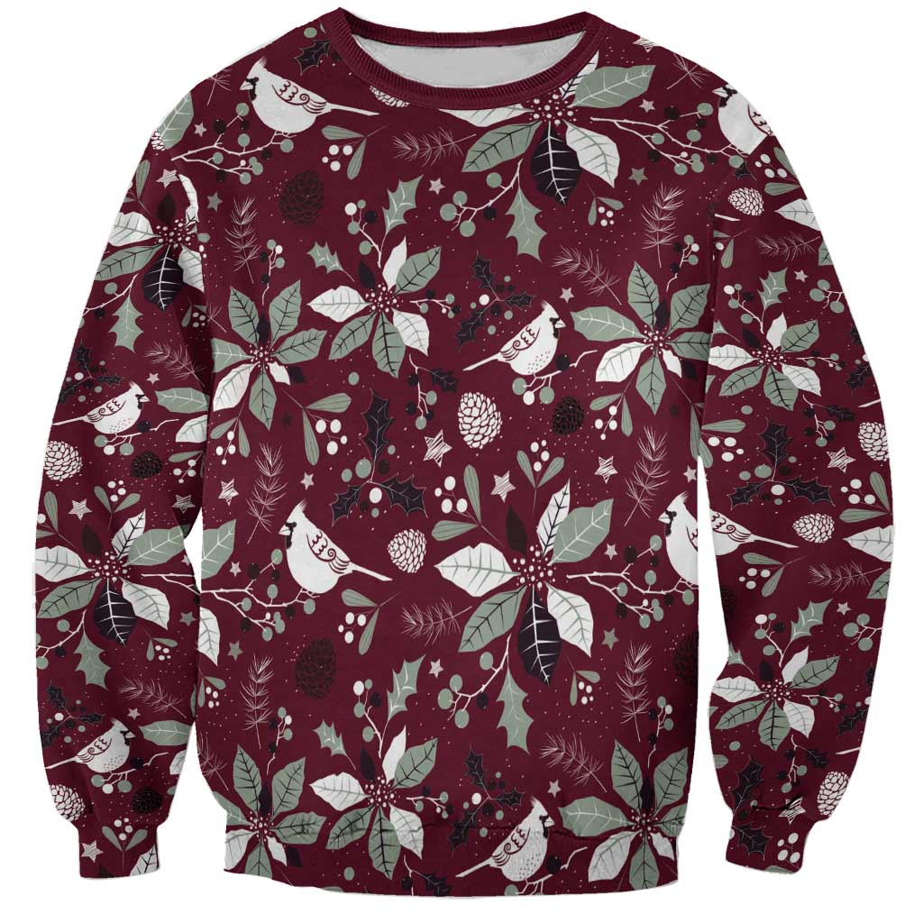 Cardinal Christmas Wine Red Sweatshirt Xmas Pattern - Wonder Print Shop