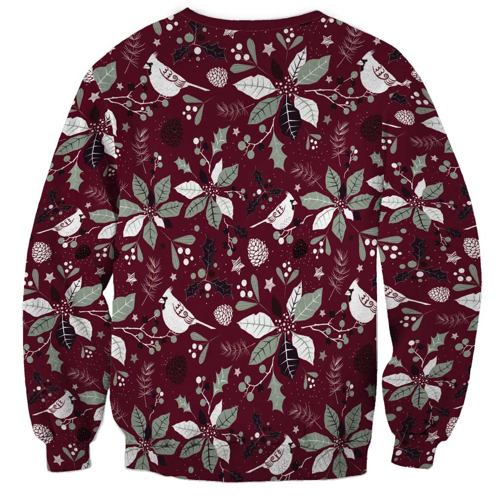 Cardinal Christmas Wine Red Sweatshirt Xmas Pattern - Wonder Print Shop