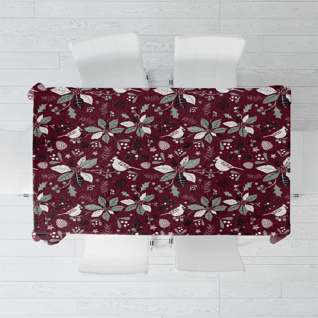Cardinal Christmas Wine Red Tablecloth Xmas Pattern - Wonder Print Shop