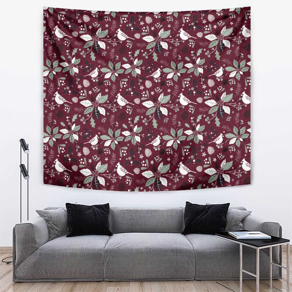 Cardinal Christmas Wine Red Tapestry Xmas Pattern - Wonder Print Shop