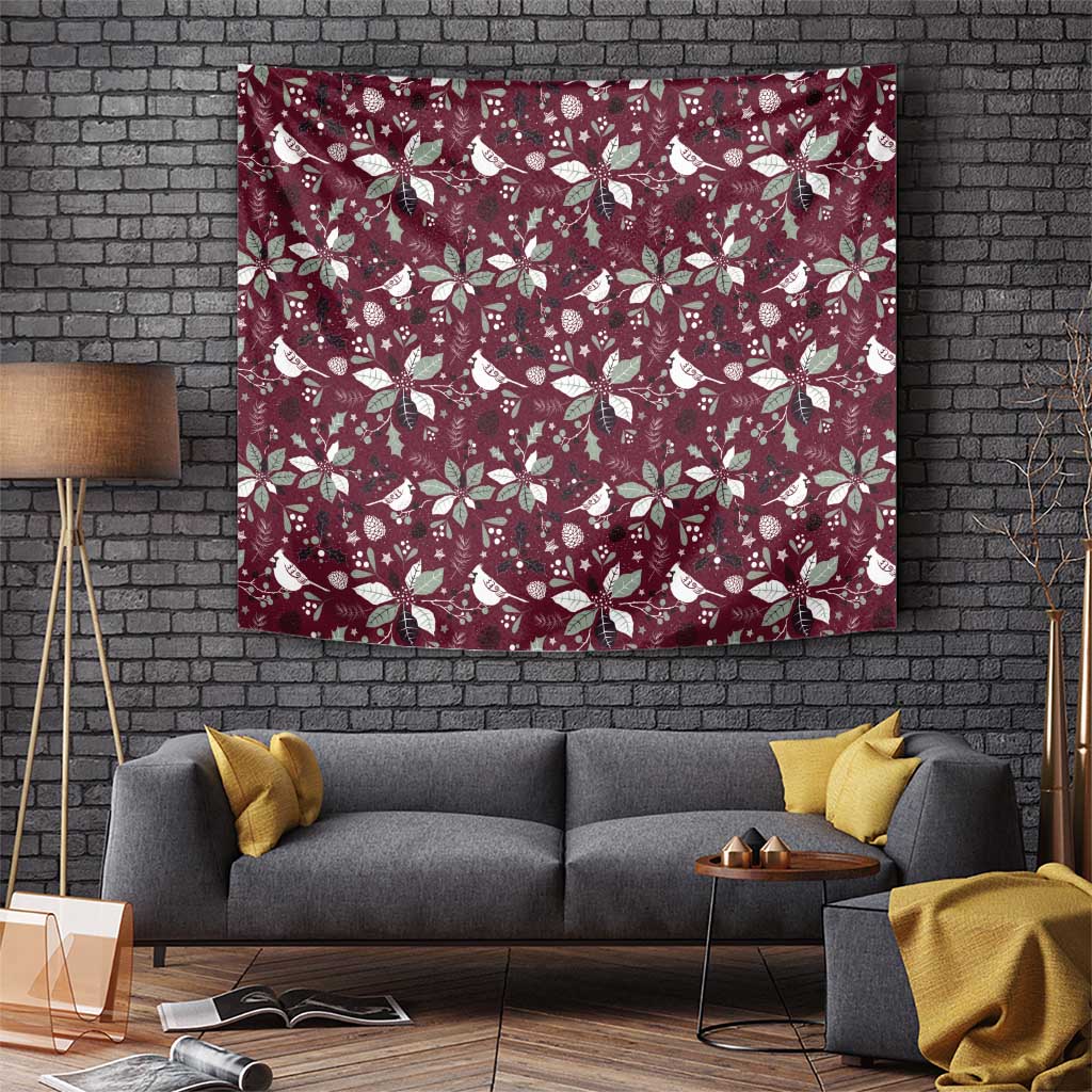 Cardinal Christmas Wine Red Tapestry Xmas Pattern - Wonder Print Shop