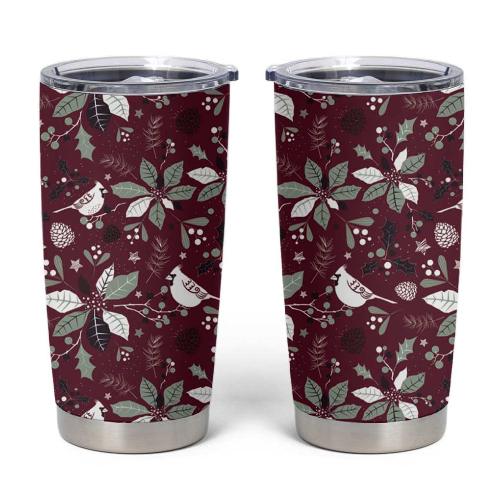 Cardinal Christmas Wine Red Tumbler Cup Xmas Pattern - Wonder Print Shop