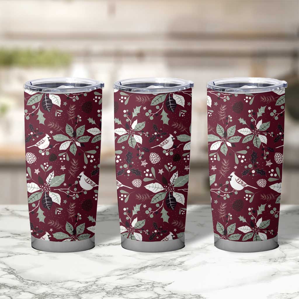 Cardinal Christmas Wine Red Tumbler Cup Xmas Pattern - Wonder Print Shop