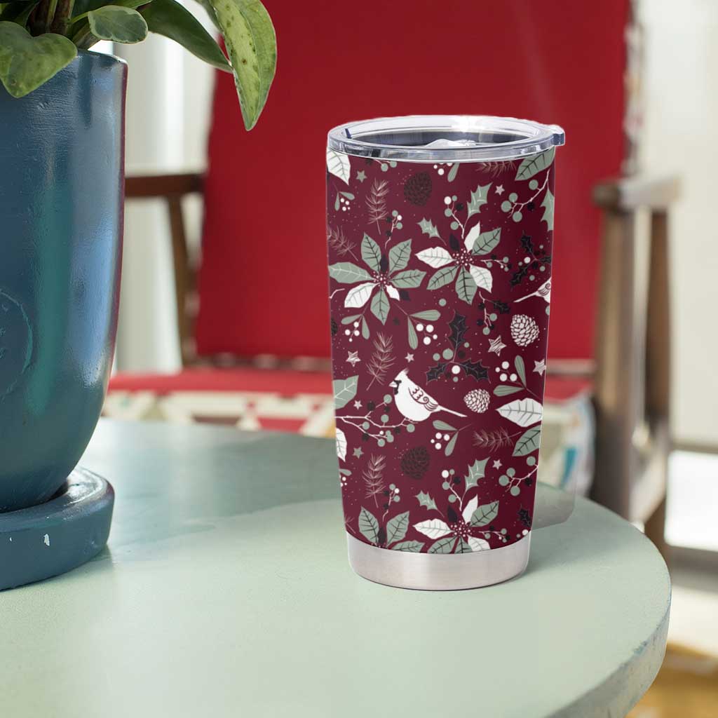 Cardinal Christmas Wine Red Tumbler Cup Xmas Pattern - Wonder Print Shop
