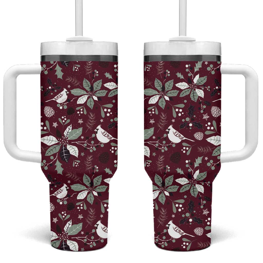 Cardinal Christmas Wine Red Tumbler With Handle Xmas Pattern - Wonder Print Shop