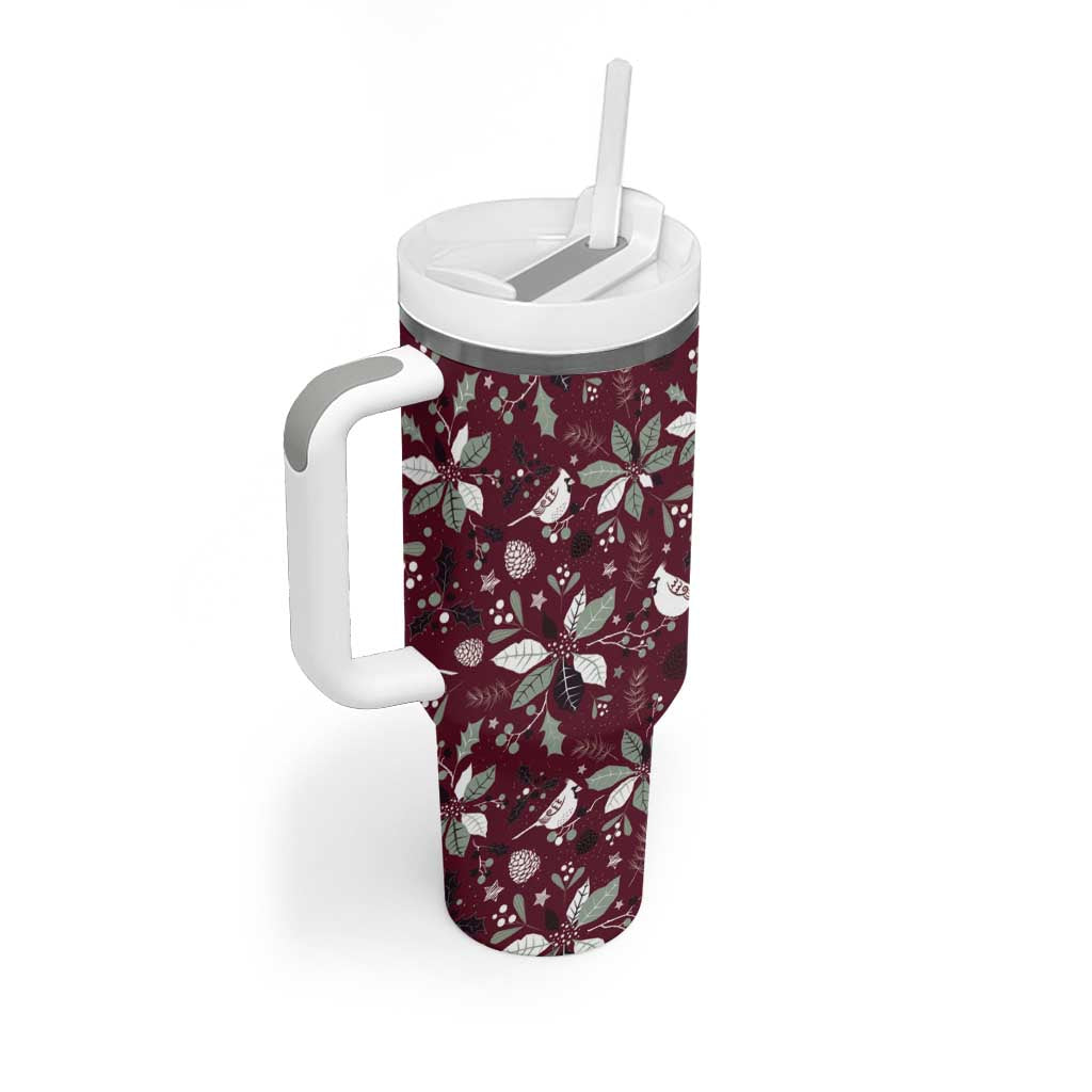 Cardinal Christmas Wine Red Tumbler With Handle Xmas Pattern - Wonder Print Shop