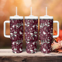 Cardinal Christmas Wine Red Tumbler With Handle Xmas Pattern - Wonder Print Shop
