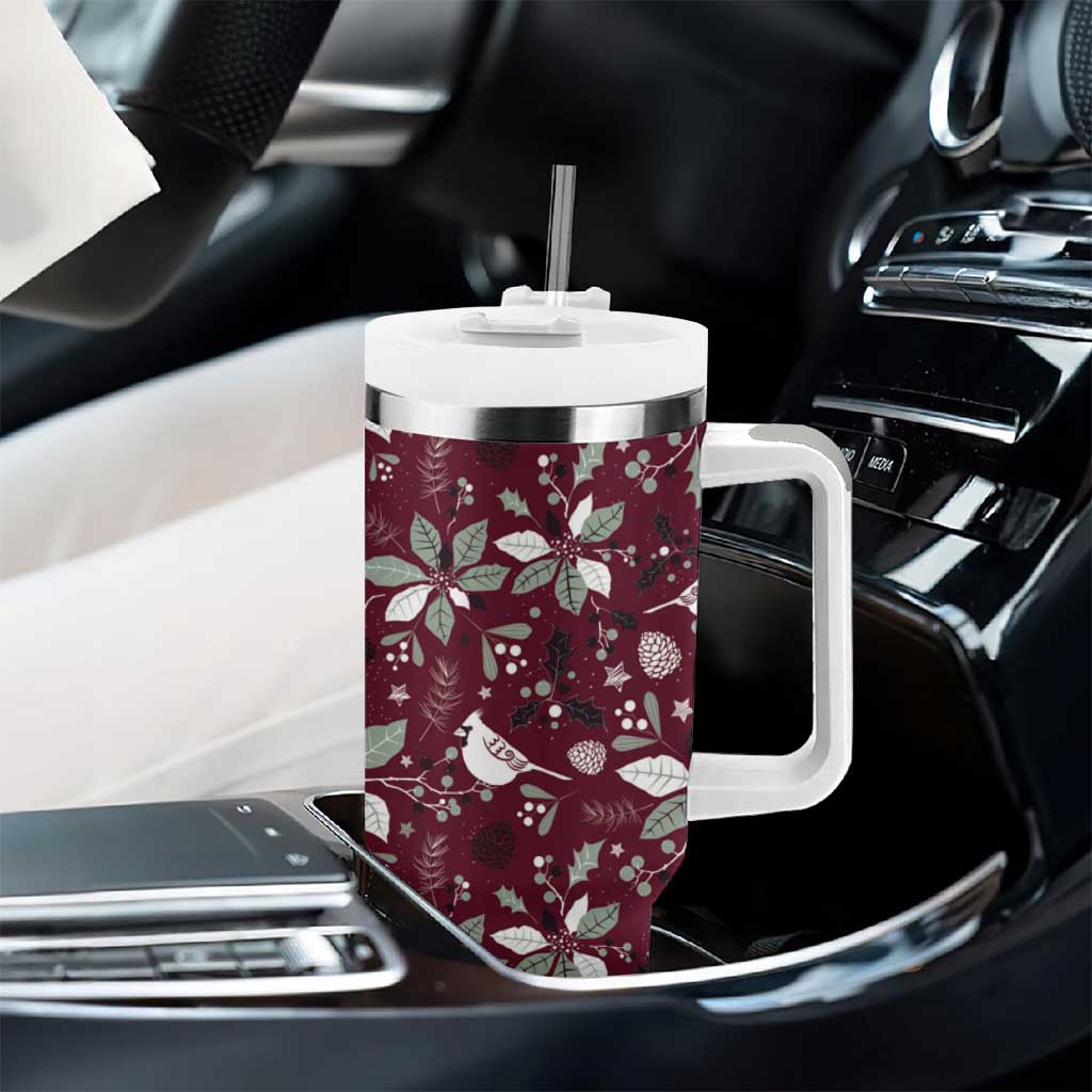 Cardinal Christmas Wine Red Tumbler With Handle Xmas Pattern - Wonder Print Shop