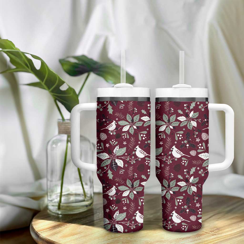 Cardinal Christmas Wine Red Tumbler With Handle Xmas Pattern - Wonder Print Shop