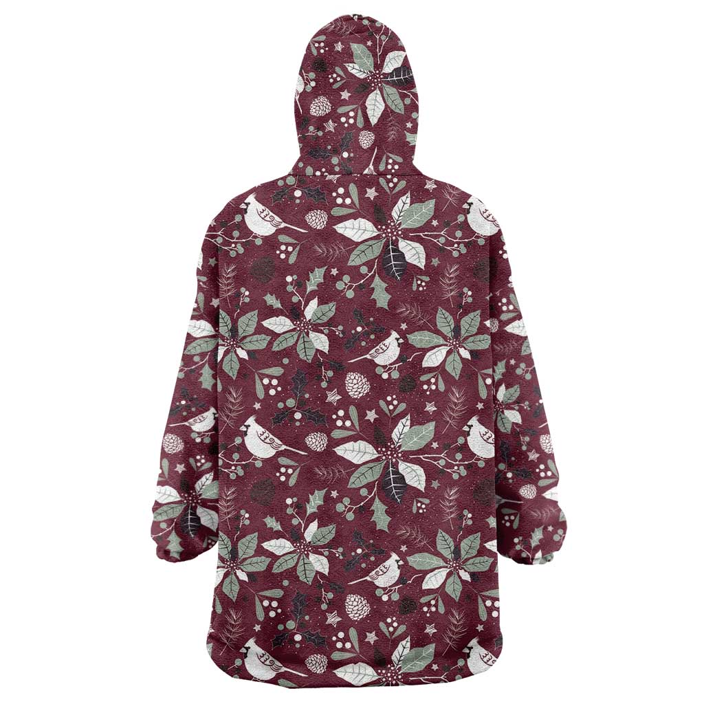 Cardinal Christmas Wine Red Wearable Blanket Hoodie Xmas Pattern - Wonder Print Shop