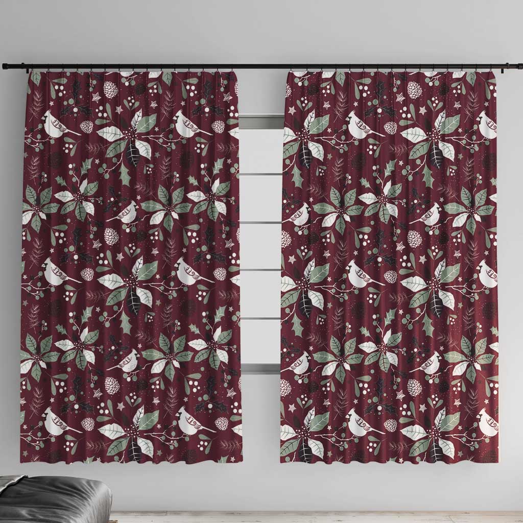 Cardinal Christmas Wine Red Window Curtain Xmas Pattern - Wonder Print Shop