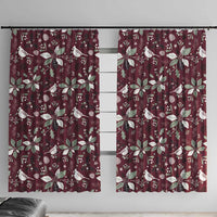 Cardinal Christmas Wine Red Window Curtain Xmas Pattern - Wonder Print Shop