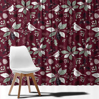 Cardinal Christmas Wine Red Window Curtain Xmas Pattern - Wonder Print Shop