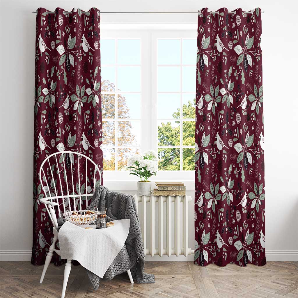 Cardinal Christmas Wine Red Window Curtain Xmas Pattern - Wonder Print Shop