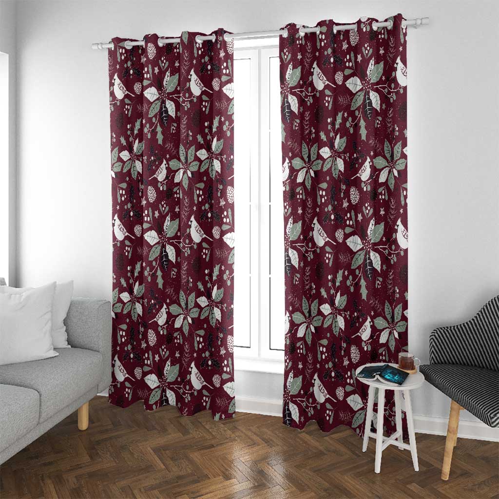 Cardinal Christmas Wine Red Window Curtain Xmas Pattern - Wonder Print Shop