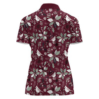 Cardinal Christmas Wine Red Women Polo Shirt Xmas Pattern - Wonder Print Shop