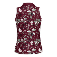 Cardinal Christmas Wine Red Women Sleeveless Polo Shirt Xmas Pattern - Wonder Print Shop