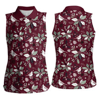 Cardinal Christmas Wine Red Women Sleeveless Polo Shirt Xmas Pattern - Wonder Print Shop
