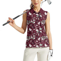 Cardinal Christmas Wine Red Women Sleeveless Polo Shirt Xmas Pattern - Wonder Print Shop