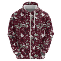Cardinal Christmas Wine Red Zip Hoodie Xmas Pattern - Wonder Print Shop