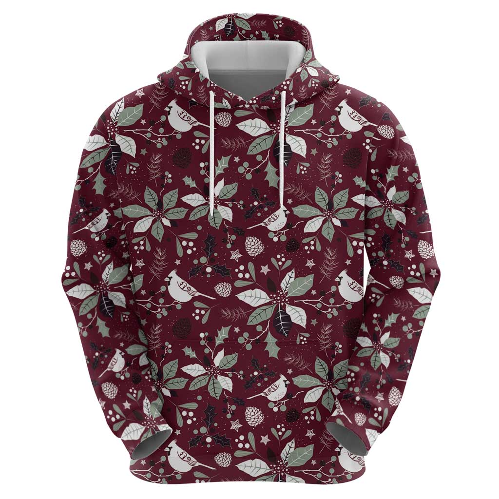 Cardinal Christmas Wine Red Zip Hoodie Xmas Pattern - Wonder Print Shop