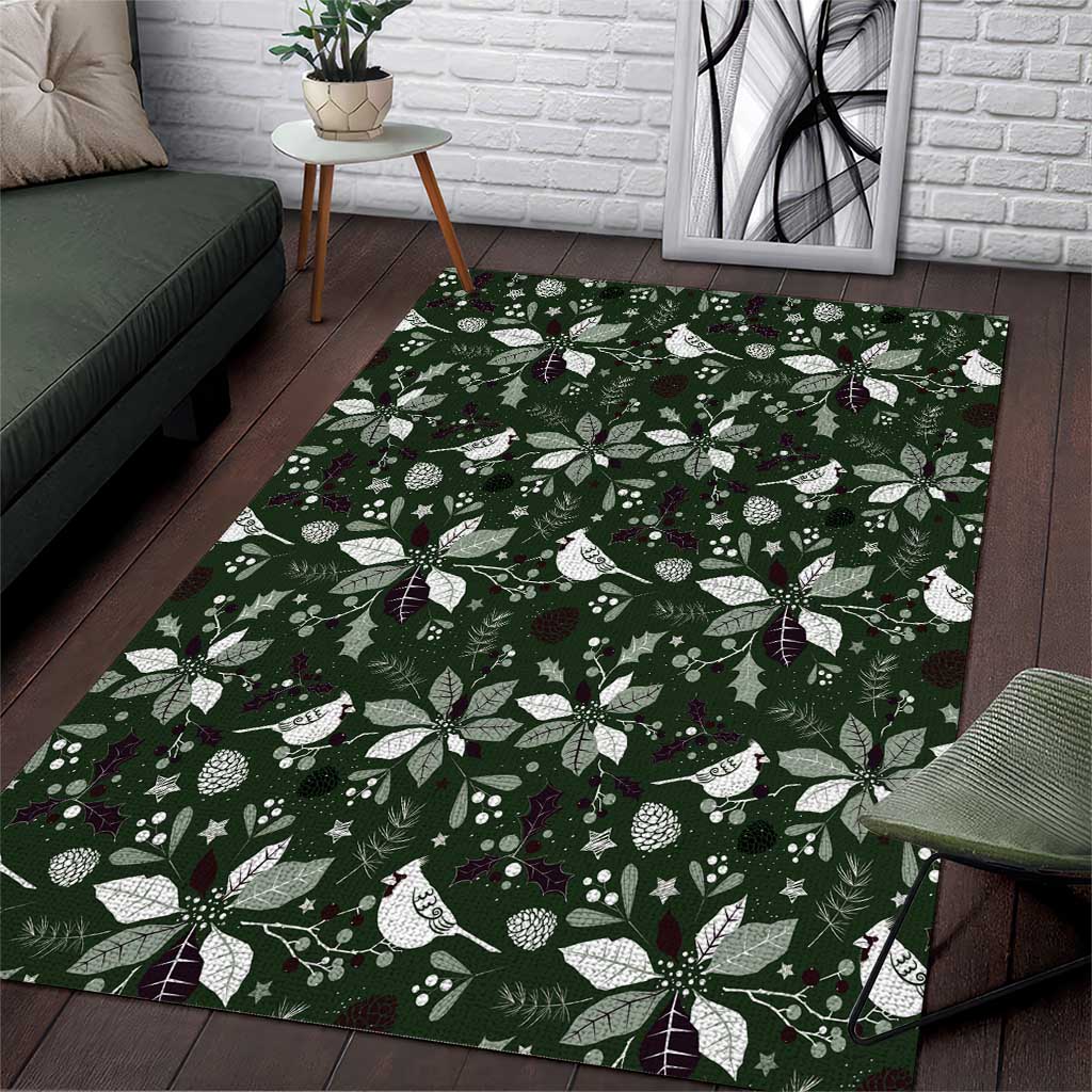 Cardinal Christmas Green Area Rug Xmas Pattern - Wonder Print Shop