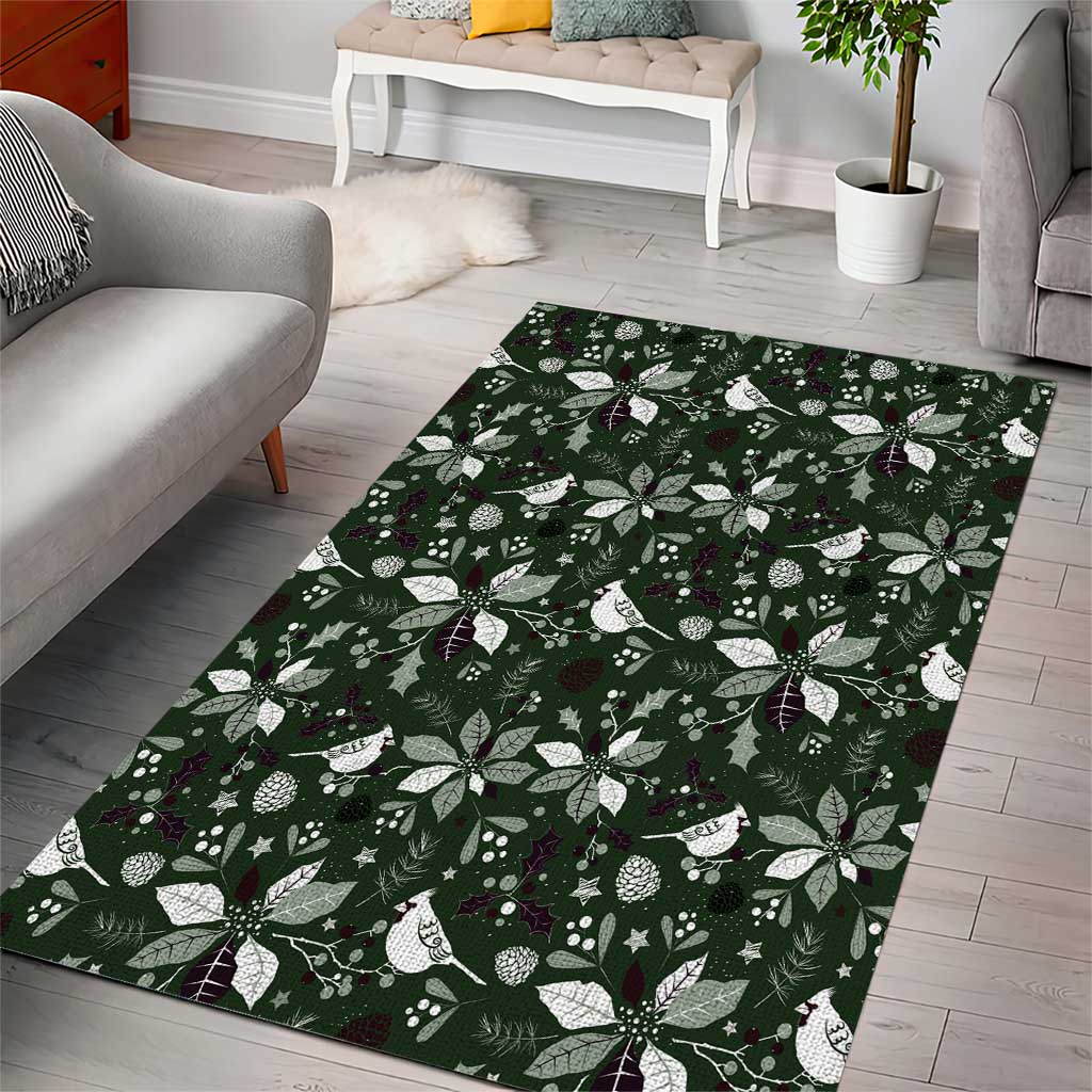 Cardinal Christmas Green Area Rug Xmas Pattern - Wonder Print Shop