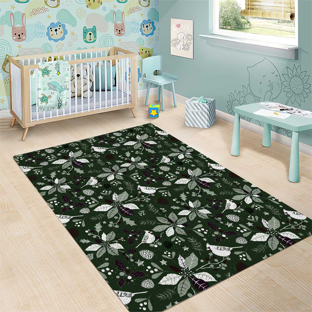 Cardinal Christmas Green Area Rug Xmas Pattern - Wonder Print Shop