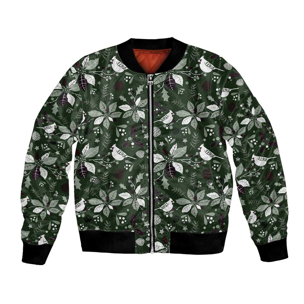 Cardinal Christmas Green Bomber Jacket Xmas Pattern - Wonder Print Shop