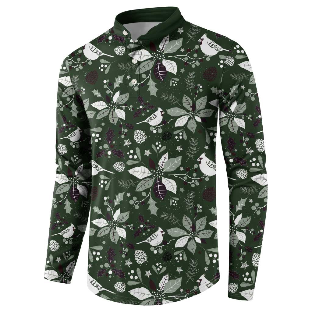 Cardinal Christmas Green Button Sweatshirt Xmas Pattern - Wonder Print Shop