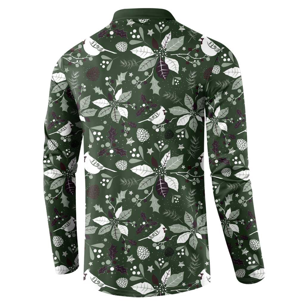 Cardinal Christmas Green Button Sweatshirt Xmas Pattern - Wonder Print Shop