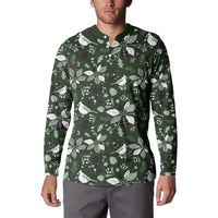 Cardinal Christmas Green Button Sweatshirt Xmas Pattern - Wonder Print Shop