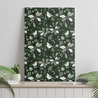 Cardinal Christmas Green Canvas Wall Art Xmas Pattern - Wonder Print Shop