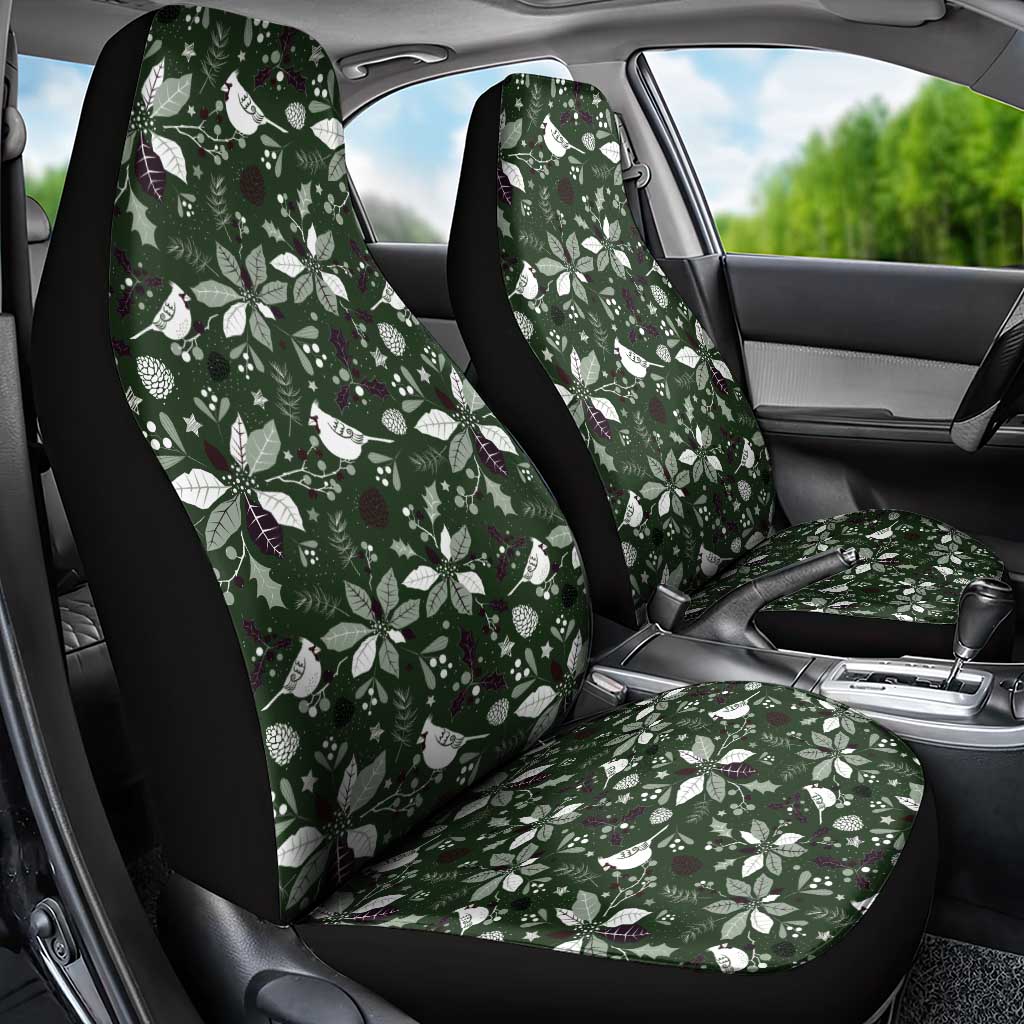 Cardinal Christmas Green Car Seat Cover Xmas Pattern - Wonder Print Shop