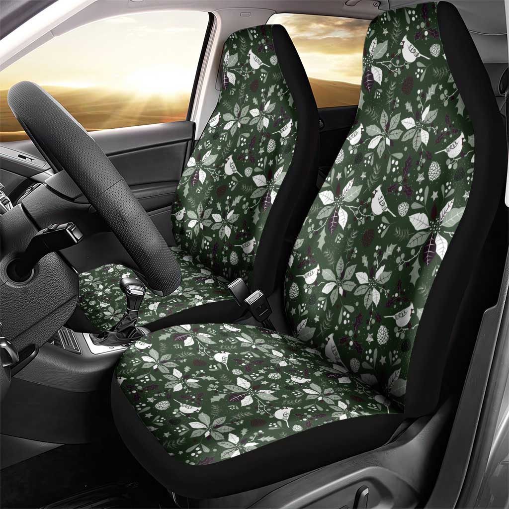 Cardinal Christmas Green Car Seat Cover Xmas Pattern - Wonder Print Shop