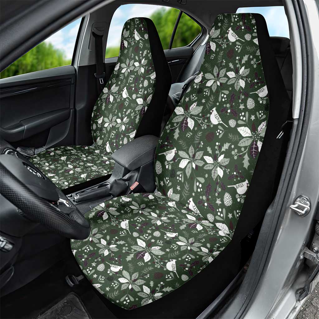 Cardinal Christmas Green Car Seat Cover Xmas Pattern - Wonder Print Shop