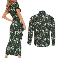 Cardinal Christmas Green Couples Matching Short Sleeve Bodycon Dress and Long Sleeve Button Shirt Xmas Pattern - Wonder Print Shop