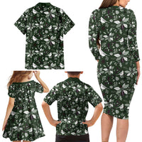 Cardinal Christmas Green Family Matching Long Sleeve Bodycon Dress and Hawaiian Shirt Xmas Pattern - Wonder Print Shop