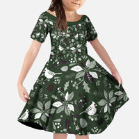 Cardinal Christmas Green Family Matching Off The Shoulder Long Sleeve Dress and Hawaiian Shirt Xmas Pattern - Wonder Print Shop